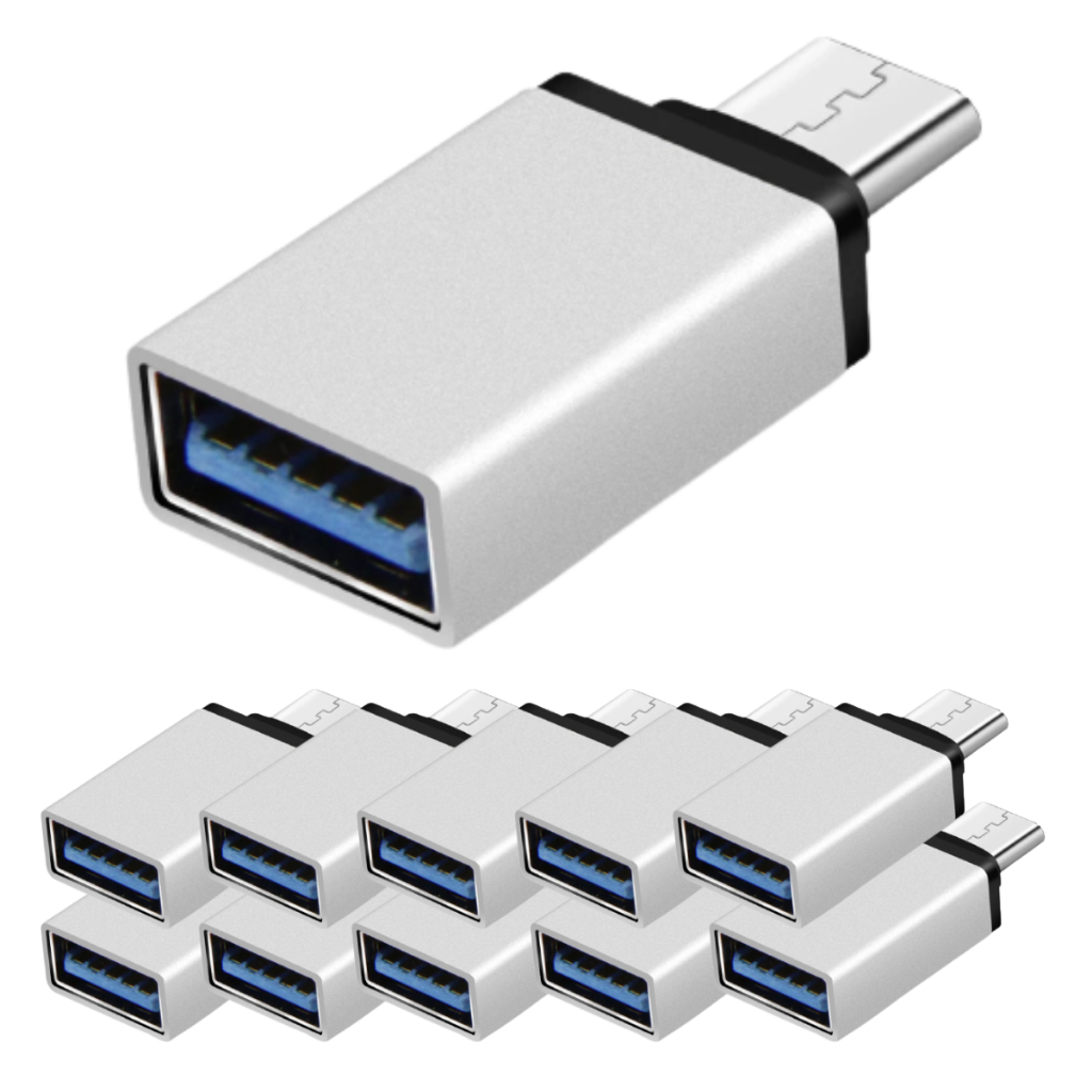 Kit 10 Adaptador OTG Tipo C USB 3.0 Usb-C para Smartphone Tablet Metal Transferência Rápida