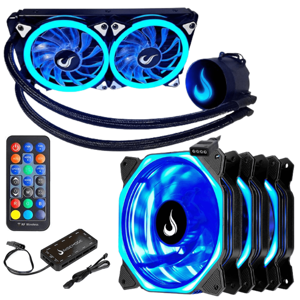Kit Cooler Gamer Water Cooler 240mm LED Rgb com 3 Fan 120mm Controladora Controle Remoto Rise Mode