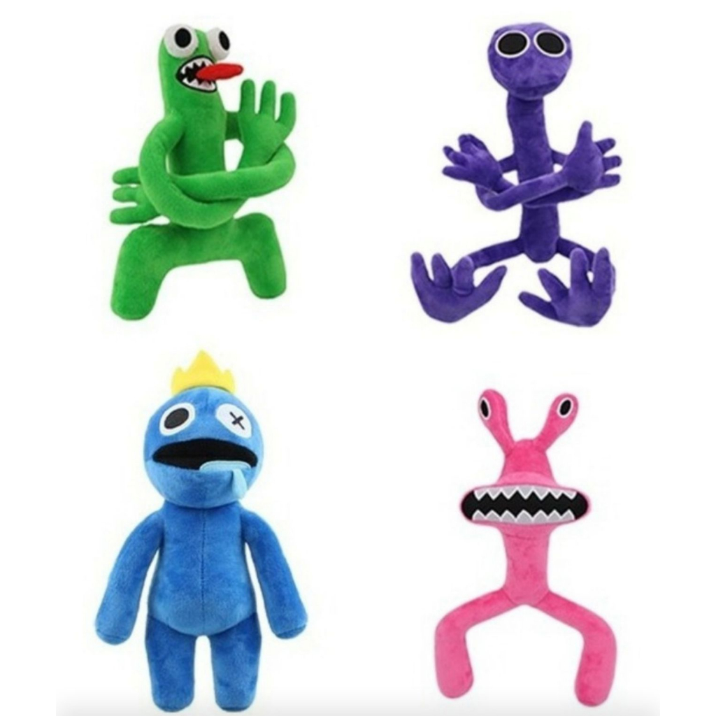Kit com 4 Bonecos de Pelúcia  Roblox Azul Babão+Pink+Purple+Green Jogo Roblox
