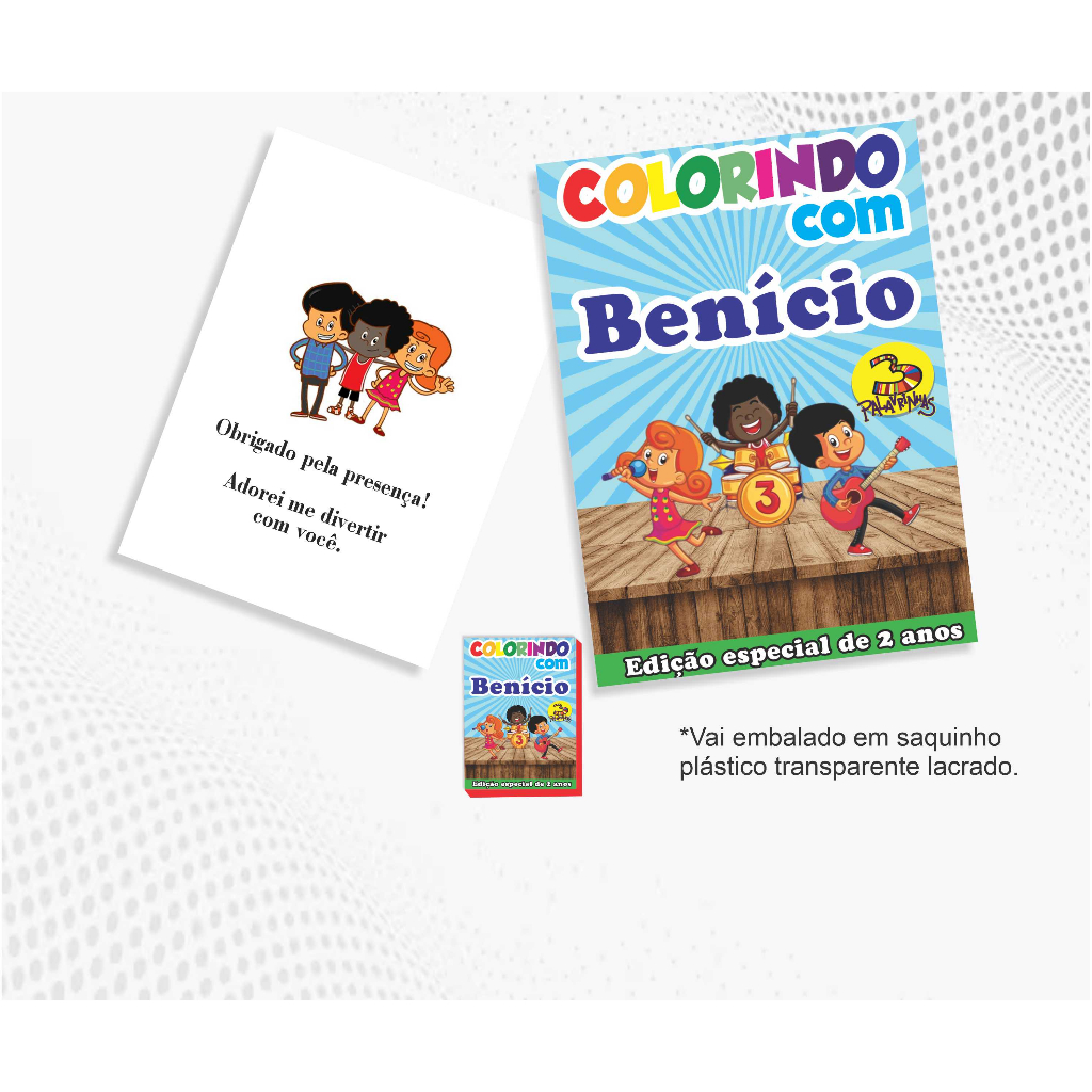 Mini Kit de colorir Personalizado - Livro de colorir + giz de cera - 3 Palavrinhas