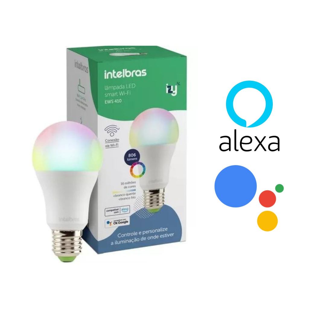 Lâmpada LED Wifi inteligente RGB Intelbras - 9W EWS 410 - Compatível Com Alexa e Google Assistente