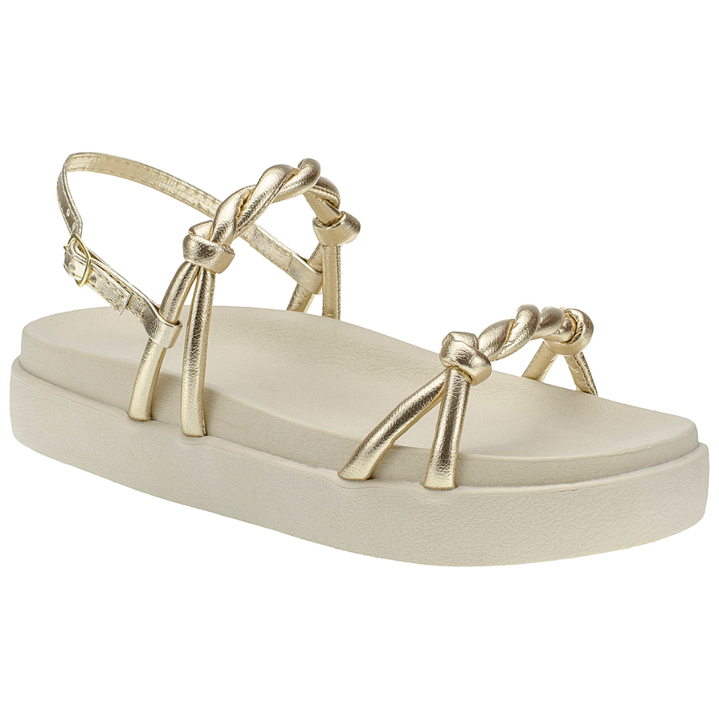 Sandália Feminina Papete Slide Plataforma Confortável Rasteira Tiras Nó Moda Casual Tendência Verão