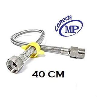 kit 3 pecas de Engate Mangueira Rabixo Flexível Trançado 40cm ACO INOXIDAVEL