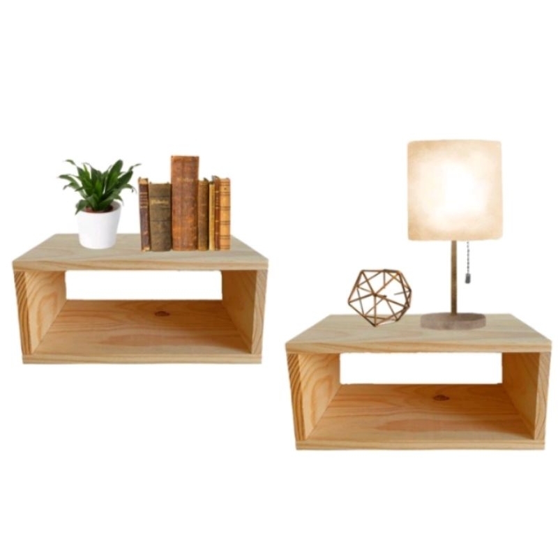 kit Mesa de Cabeceira Suspensa Canto Auxiliar Madeira Pinus
