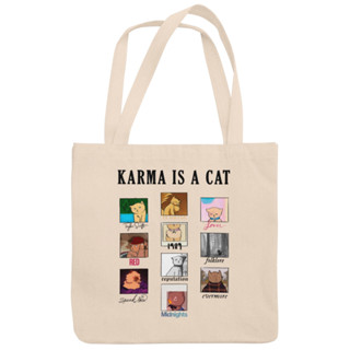 Bolsa Sacola Ecobag Com e Sem Zíper Música Taylor Swift Álbuns Karma is Cat 100% Algodão Arte.364