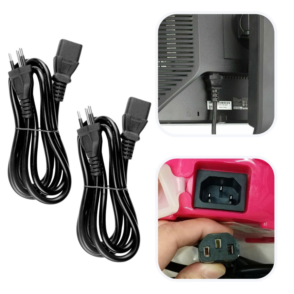 Kit 2 Cabos Força Tv 32 Polegadas LG Samsung Led Lcd  Ps4 Pro Fonte Xbox 360 Monitor Gabinete Atx Energia Ligar Tomada