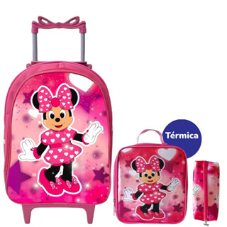 Kit Mochila Escolar Feminina Rodinha Minnie - Reforçada