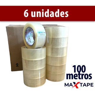 6 UNIDADES Fita para embalagem / empacotamento 100 metros x 45 mm de largura - MaxTape