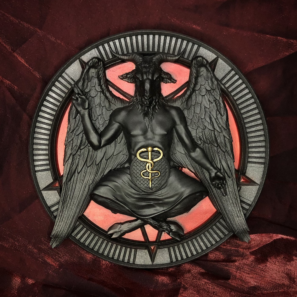 Estátua/Escultura Placa Quadro Baphomet - Resina