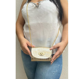 BOLSA MINI BAG YR COM CORRENTE , "CROCO" feixe redondo