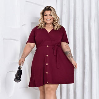 Vestido Feminino Plus Size com Laço Na Cintura Moda Evangélica Soltinho G GG EXG