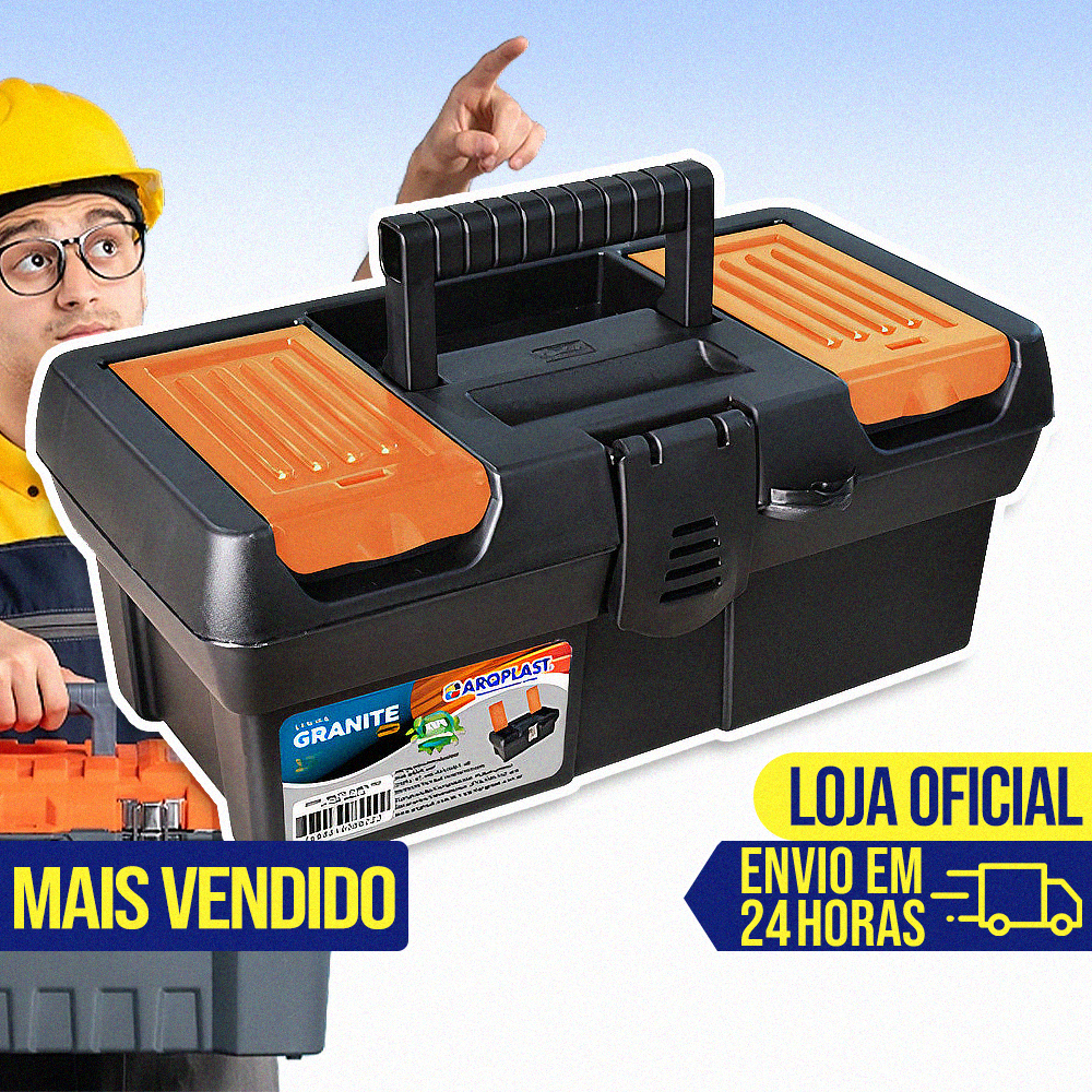 Maleta Caixa de Ferramentas Plástica Grande Completa Alta Organizadora Resistente Eletricistas Pesca Durável