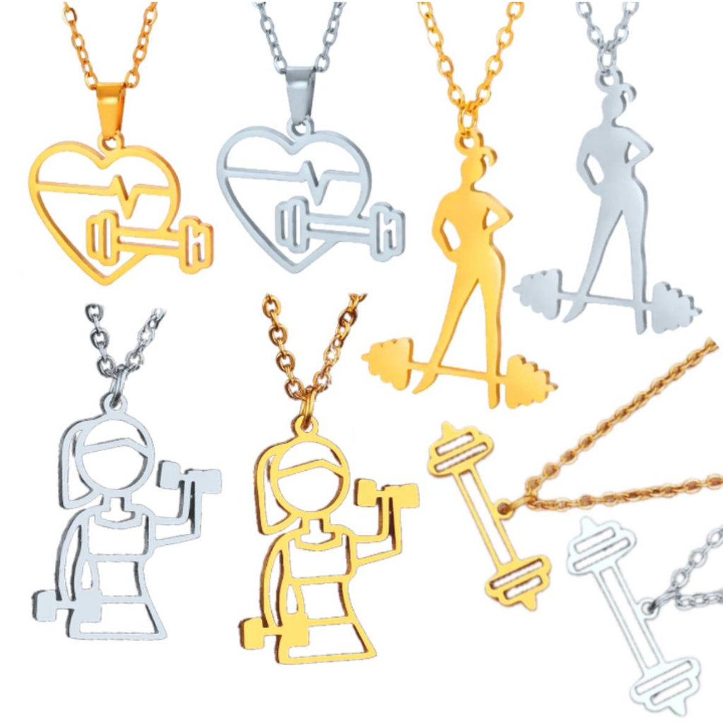 Colar Cordão Fit Feminino Aço inoxidável Corrente ouro 18k Prateado Pingente Maromba Haltere Coração