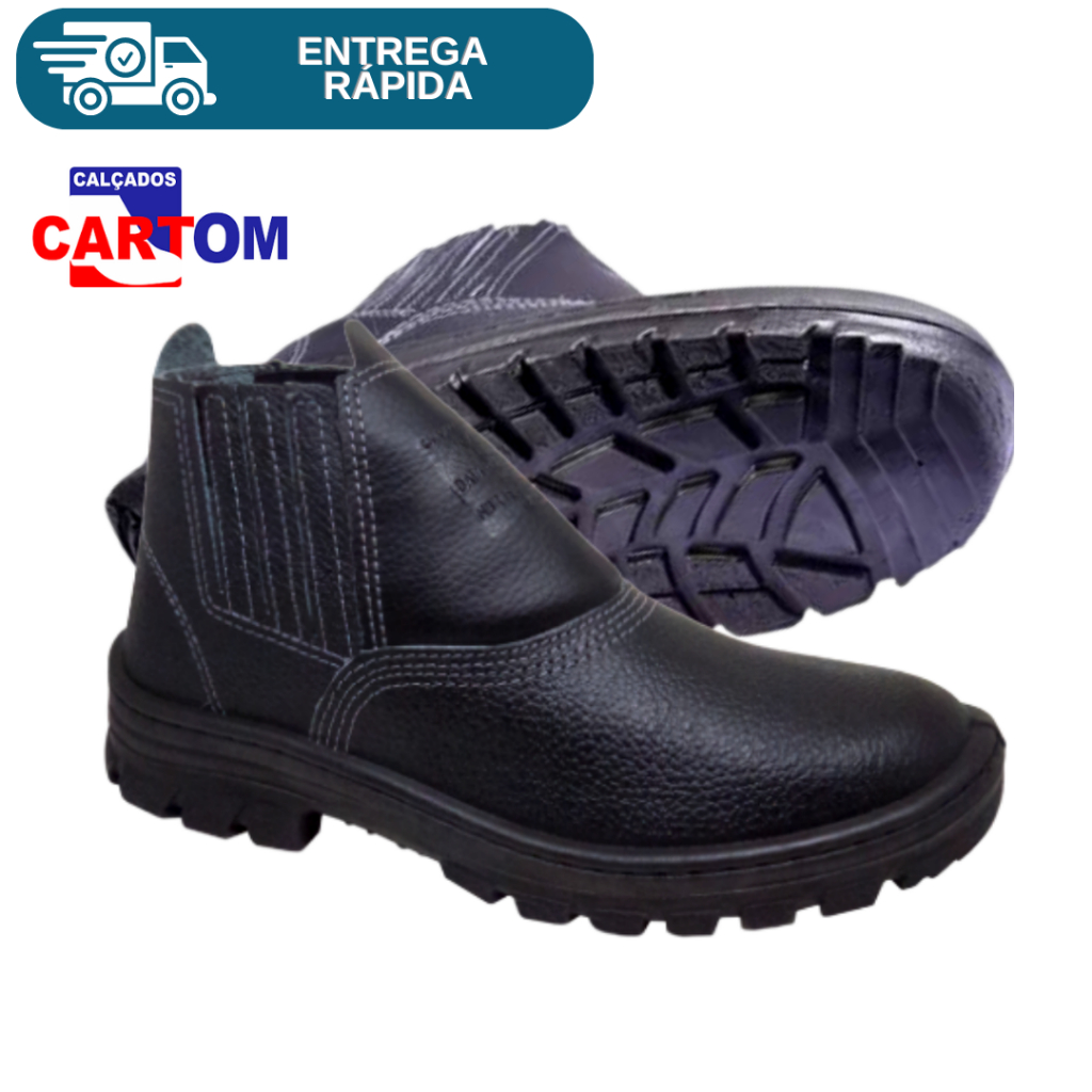 Botina Bota De Segurança Elástico Preta Sem Bico Mono 010 Cartom Para Trabalho Epi em Oferta na Shopee