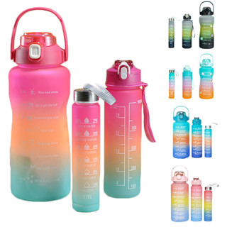 Kit da Garrafa de Água Squeeze Motivacional Com Adesivos 300ML+900ML+2000ML
