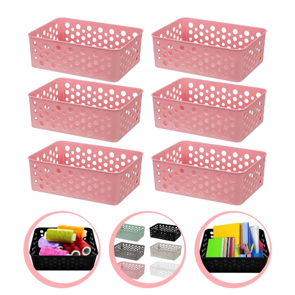 Kit 06 ou 10 Cestos Organizador Armário Gaveta Lavanderia Tipo Rattan P (19x13) em Oferta na Shopee