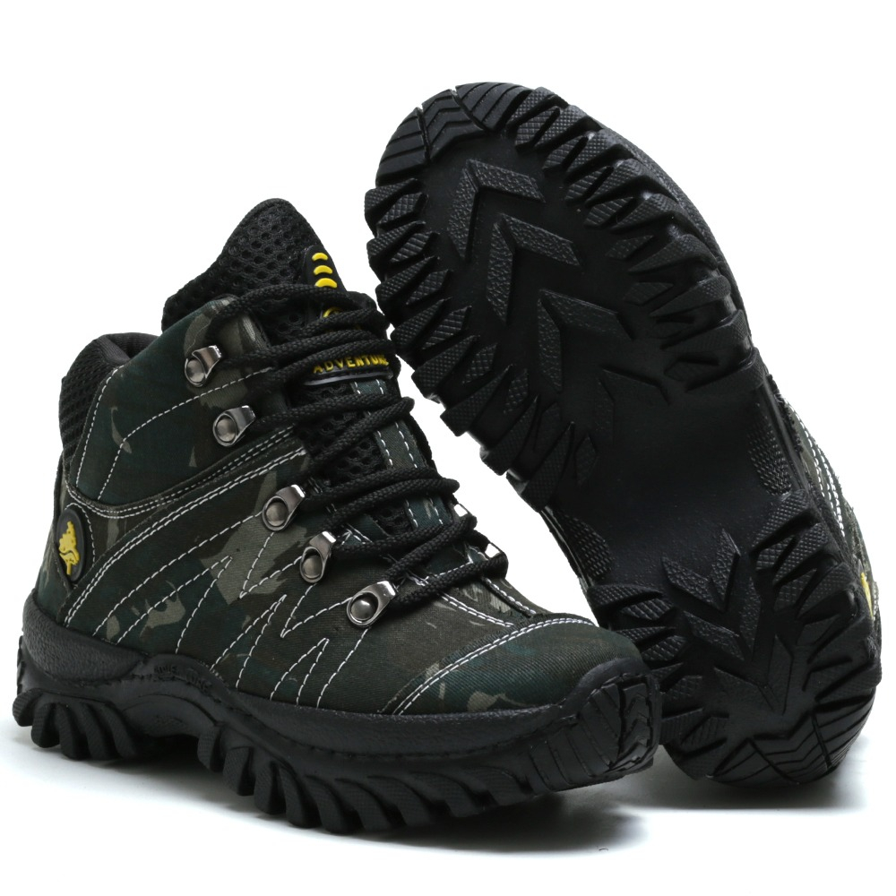 Tênis Infantil Coturno Adventure Resistente Bota Confortável Unissex Bob Esponja Camuflado