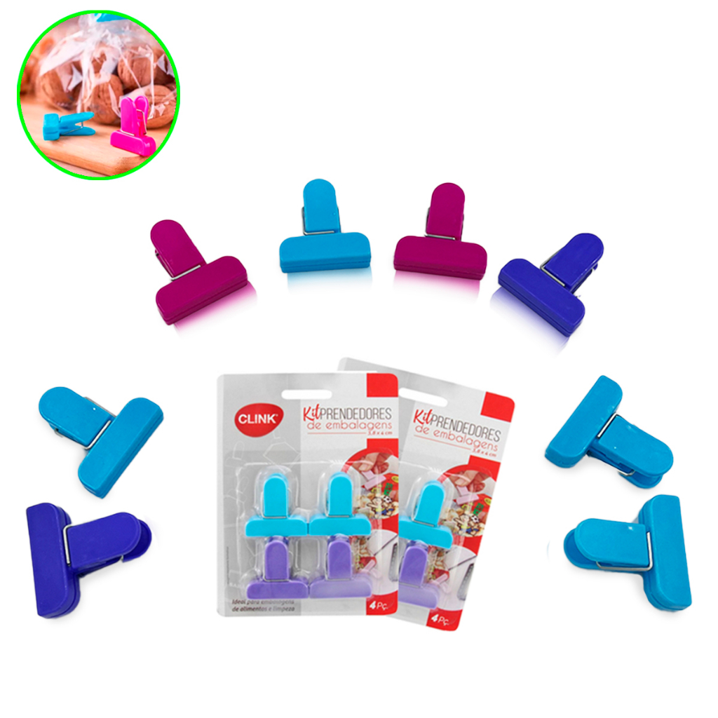 Prendedores De Embalagens Plástico Para Alimentos e Multiusos 4 ou 8 Peças 3,8 X 4cm em Oferta na Shopee