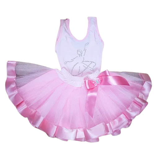 Conjunto Body Infantil Similar Fantasia Bailarina com Saia de Tule