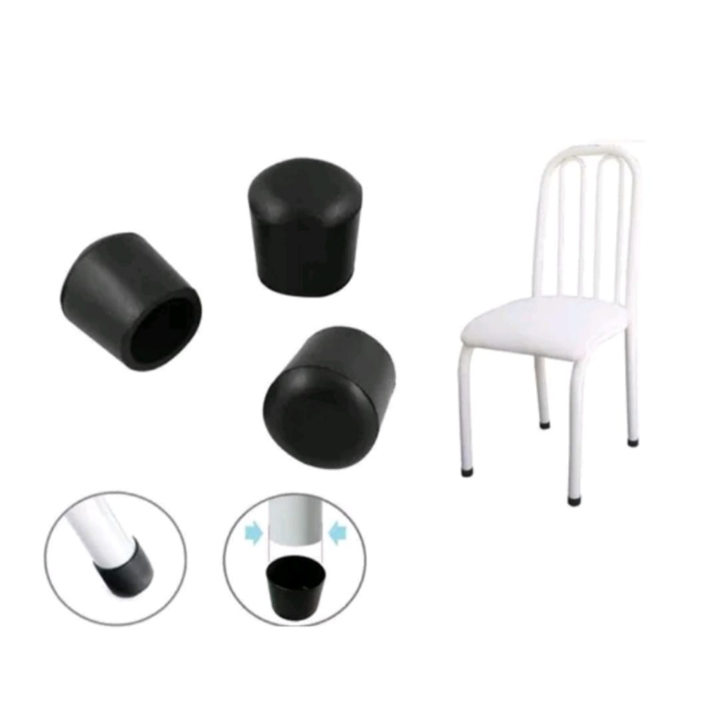 16pçs Ponteira Protetora Pé De Cadeira e Mesa Tubular Externa em PVC Kit para 4 cadeiras