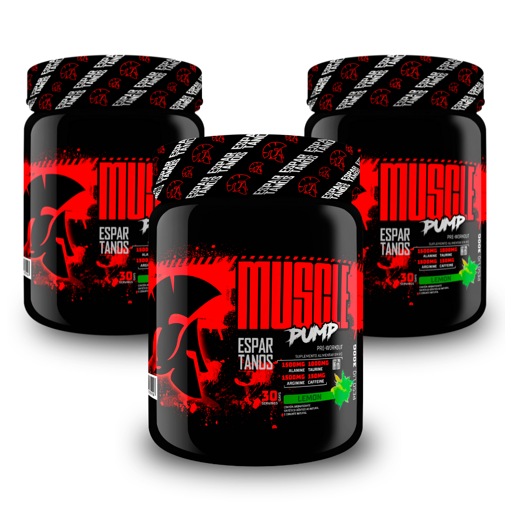 Kit 3X Pré Treino Muscle Pump Pre Workout 300g Espartanos - Suplemento em pó Energia para todos os esportistas ciclistas corredores tenistas maratonistas Pra quem pratica esportes Maratona basquete, ciclismo, corrida, futebol, pre pretreino academia