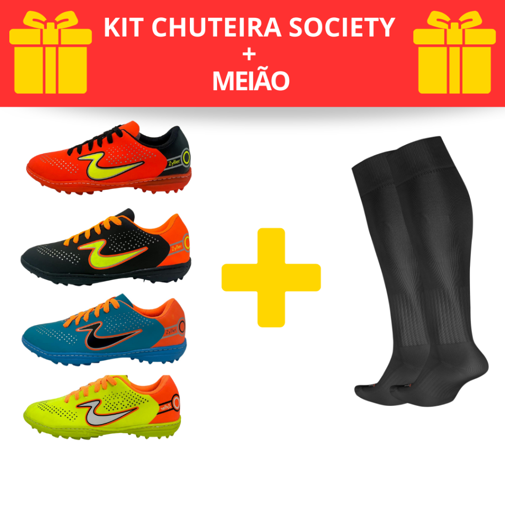 Chuteira Society Campo Grama Sintetica Adulto Infantil Juvenil Chutera Masculina Feminina