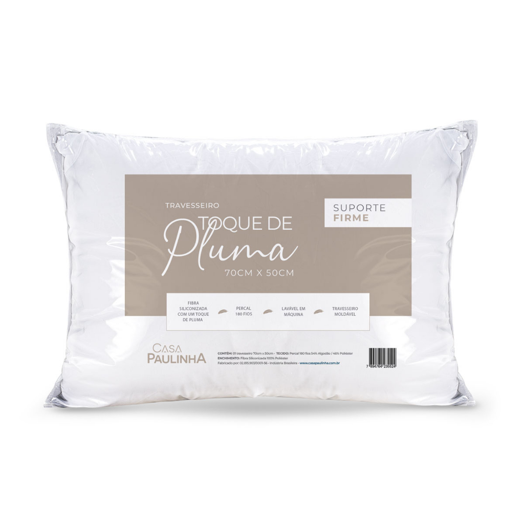 Travesseiro em Percal 180 fios com Toque de Pluma Firme 50cm x 70cm