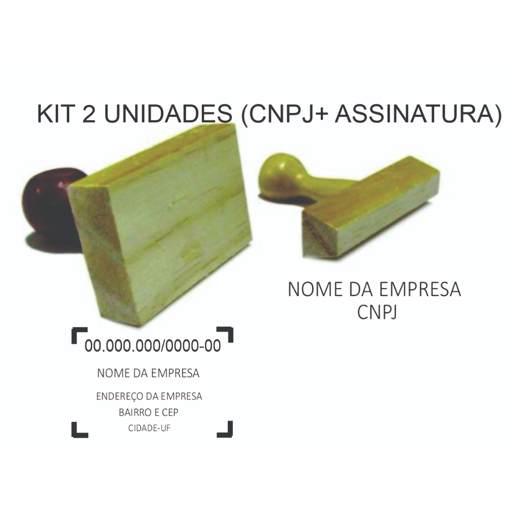 CARIMBO DE MADEIRA CNPJ PADRÃO + ASSINATURA PARA EMPRESA+ ALMOFADA