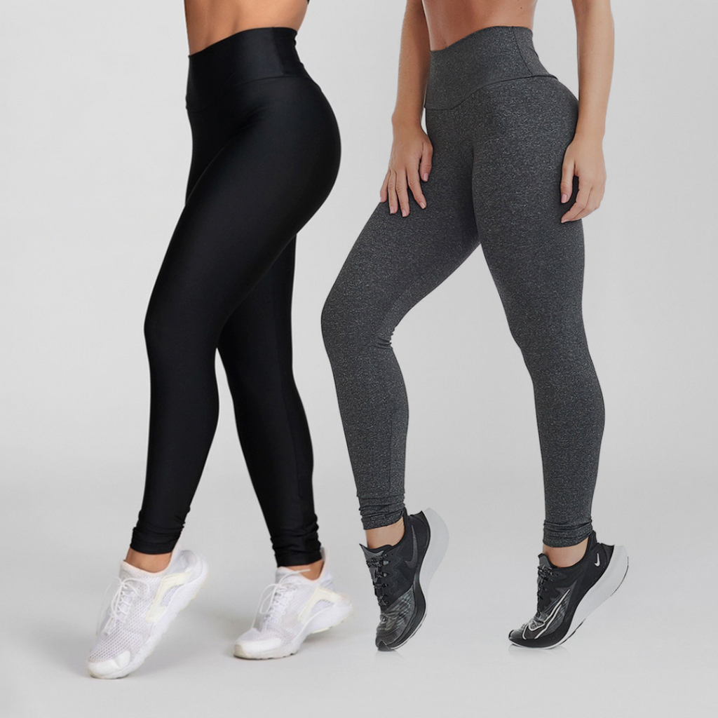 Kit 2 Calças Legging Feminina Empina Bumbum em Suplex com Cintura Alta e Zero Transparência em Oferta na Shopee