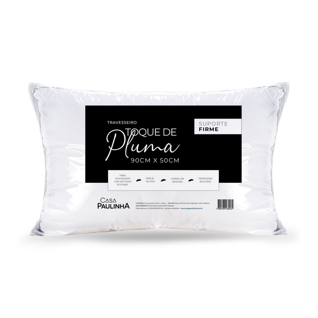 Travesseiro Pluma Suporte Firme Gigante e Confortável 90cm x 50cm -180 fios