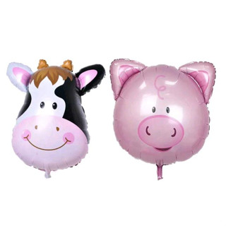 10 Balão Metalizado Porco E Vaca Fazendinha Centro de Mesa 32*24cm - 5 cada