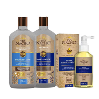 Shampoo Mais Condicionador 415 Mais Spray Engrossador 120ml Tio Nacho