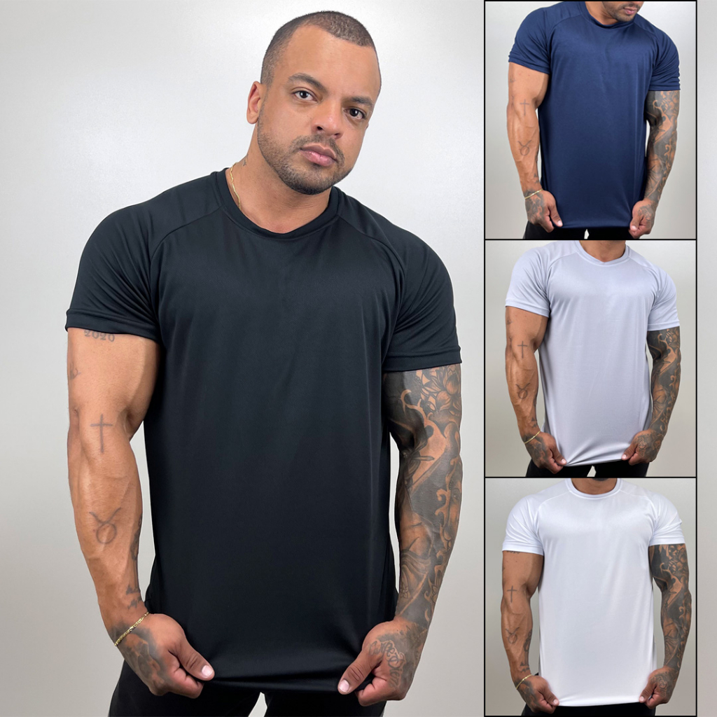 Camiseta Masculina Manga Raglan Fit Bombey - Básica Lisa sem Estampa