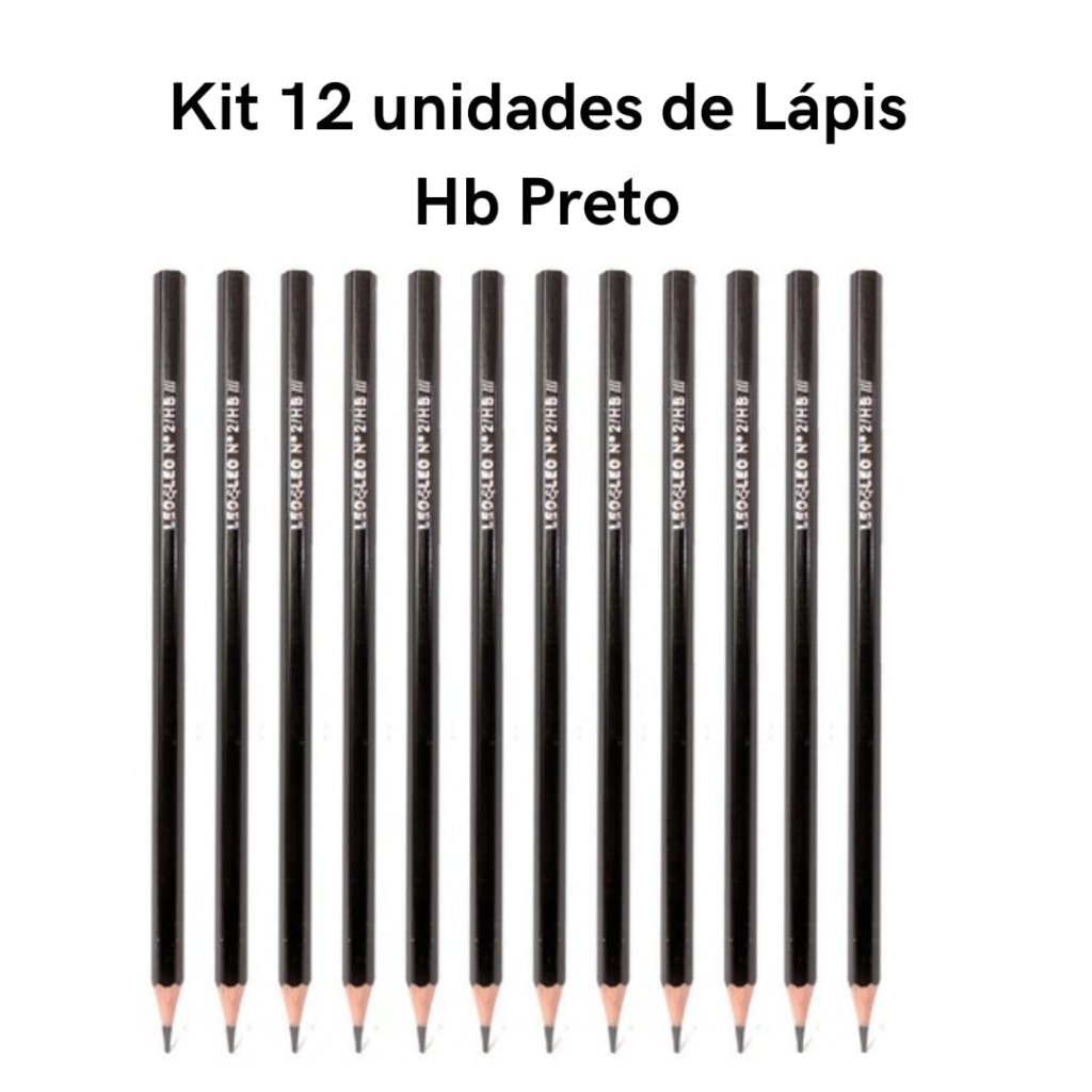 Kit 12 Lápis Preto de Escrever HB N°2 Escolar Desenho Sextavado Ponta Resistente Leo&Leo em Oferta na Shopee