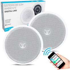 Kit Caixas De Embutir Sistema Som Ambiente Bluetooth Arandela Redonda Branca Ativa + Passiva Le Son - forro drywall