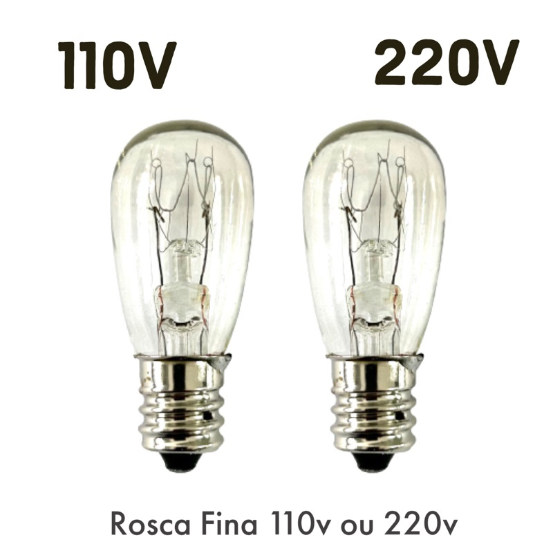 Kit 01/02/03 lâmpada Rosca Fina 110V Ou 220V 15W Para Máquina Costura E12