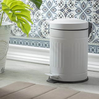 Lixeira Branca Premium em Inox 3L com Pedal Retrô Vintage  Cozinha Banheiro Compacta Vintage Pequena em Oferta na Shopee