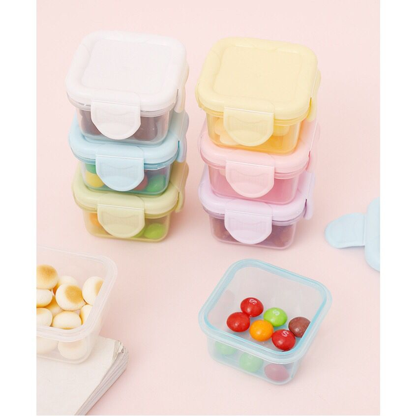 Mini Pote de Plástico Hermético 4 peças recipiente de alimentos tampa à prova de vazamento Grande e Pequeno em Oferta na Shopee