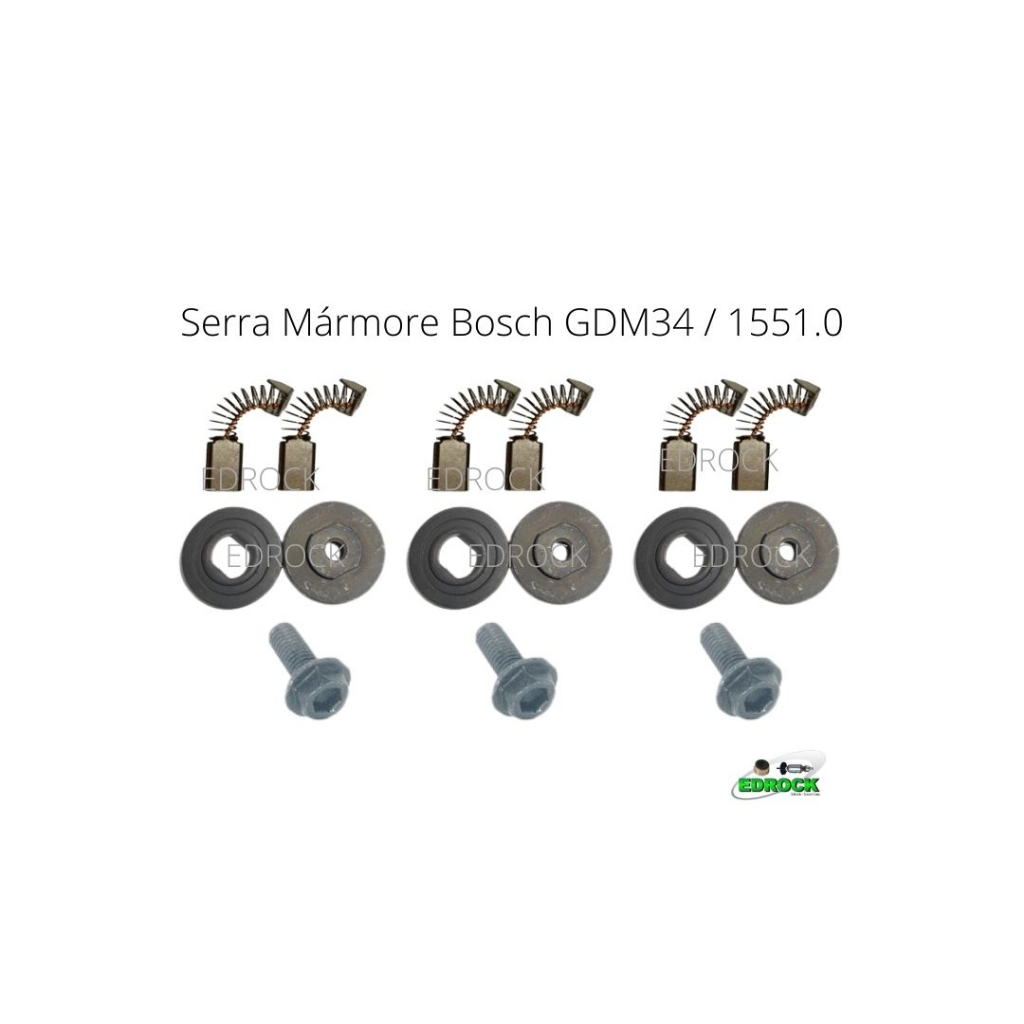 Flanges + Parafusos + Escovas de Carvão Para Serra Mármore Bosch GMS 34  /  1551.0  ( Kit Com 03 Peças )