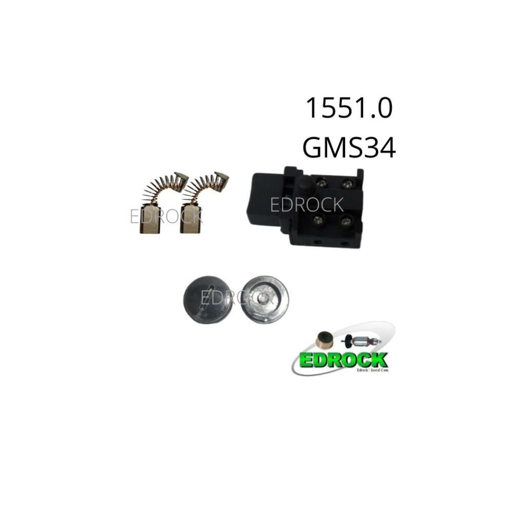 Interruptor + Escovas de Carvão + Tampas do Porta Escovas Para Serra Mármore Bosch GMS 34 / 1551.0