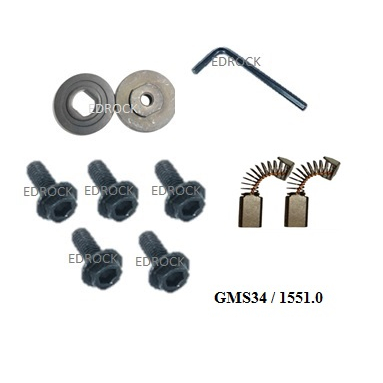 Flanges + Parafusos + Escovas de Carvão + Chave Allen Para Serra Mármore Bosch GMS 34  /  1551.0