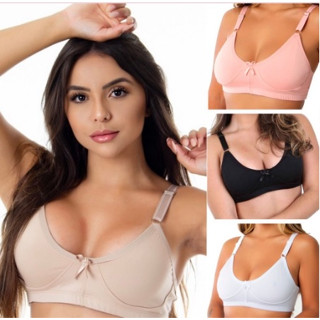 Kit com 3 Sutiãs Sem Bojo Conforto Alça Reforçada