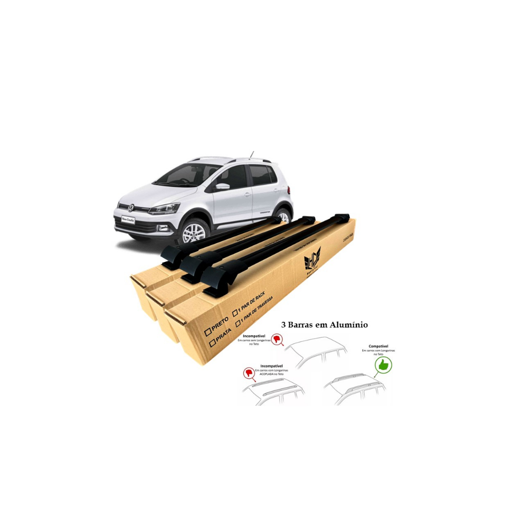 Rack Travessa Volkswagen Crossfox 2010 A 2022 3 Barras Bagageiro Larga Heavy Car