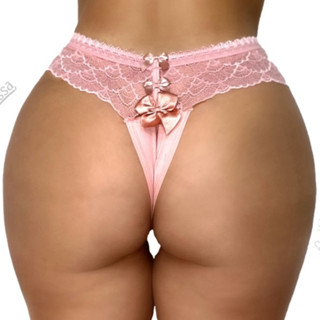 Calcinha Fio 3 Lacinhos Renda Luxo Lingerie Feminina