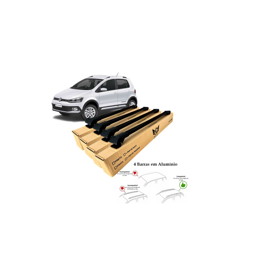 Rack Travessa Volkswagen Crossfox 2010 A 2022 4 Barras Bagageiro Larga Heavy Car