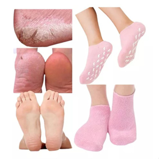 Par Meias com Gel Hidratante Spa Pés Máscara Cuidados Pele Silicone Reparação dos Pés em Oferta na Shopee