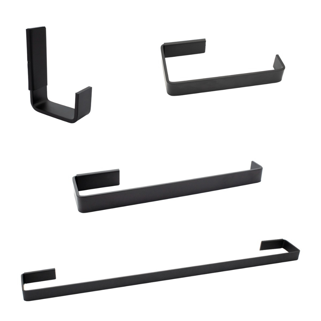 Kit Acessório Para Banheiro 4 Peças Preto Fosco