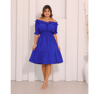 Vestido Curto Ciganinha no bainha de ruffle Com bojo Duna