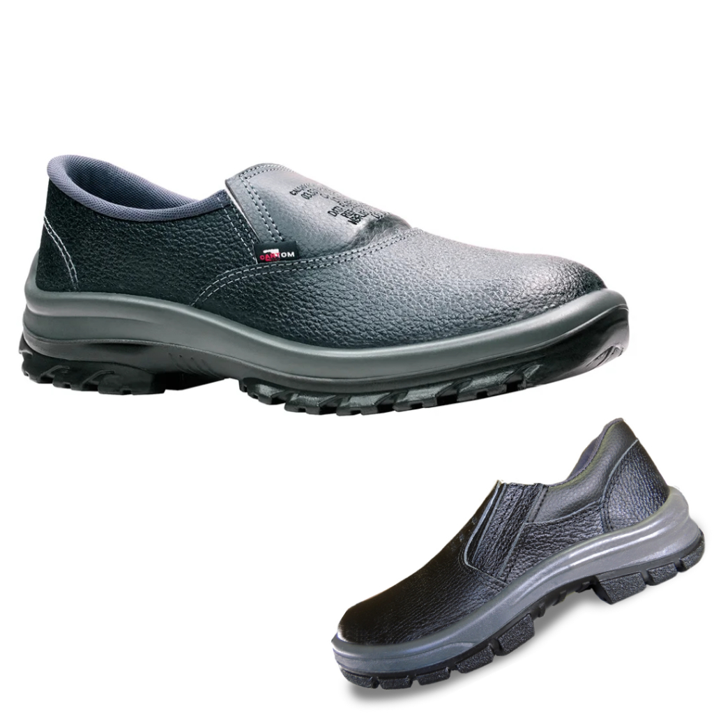 Sapato Elástico Segurança Bico de Aço EPI com CA Couro Solado Bidensidade Cartom para Proteção CA 32960 em Oferta na Shopee