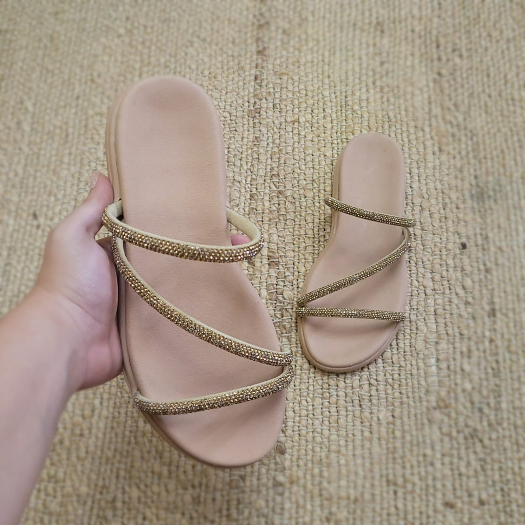 Birken Papete Sandalia Feminina Confortável Estilosa De Pedraria Flatform
